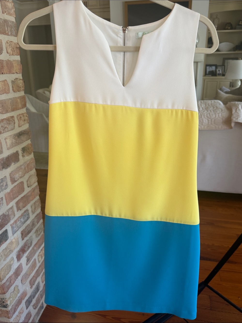 Jade White, Yellow & Blue Colorblock Mini Dress